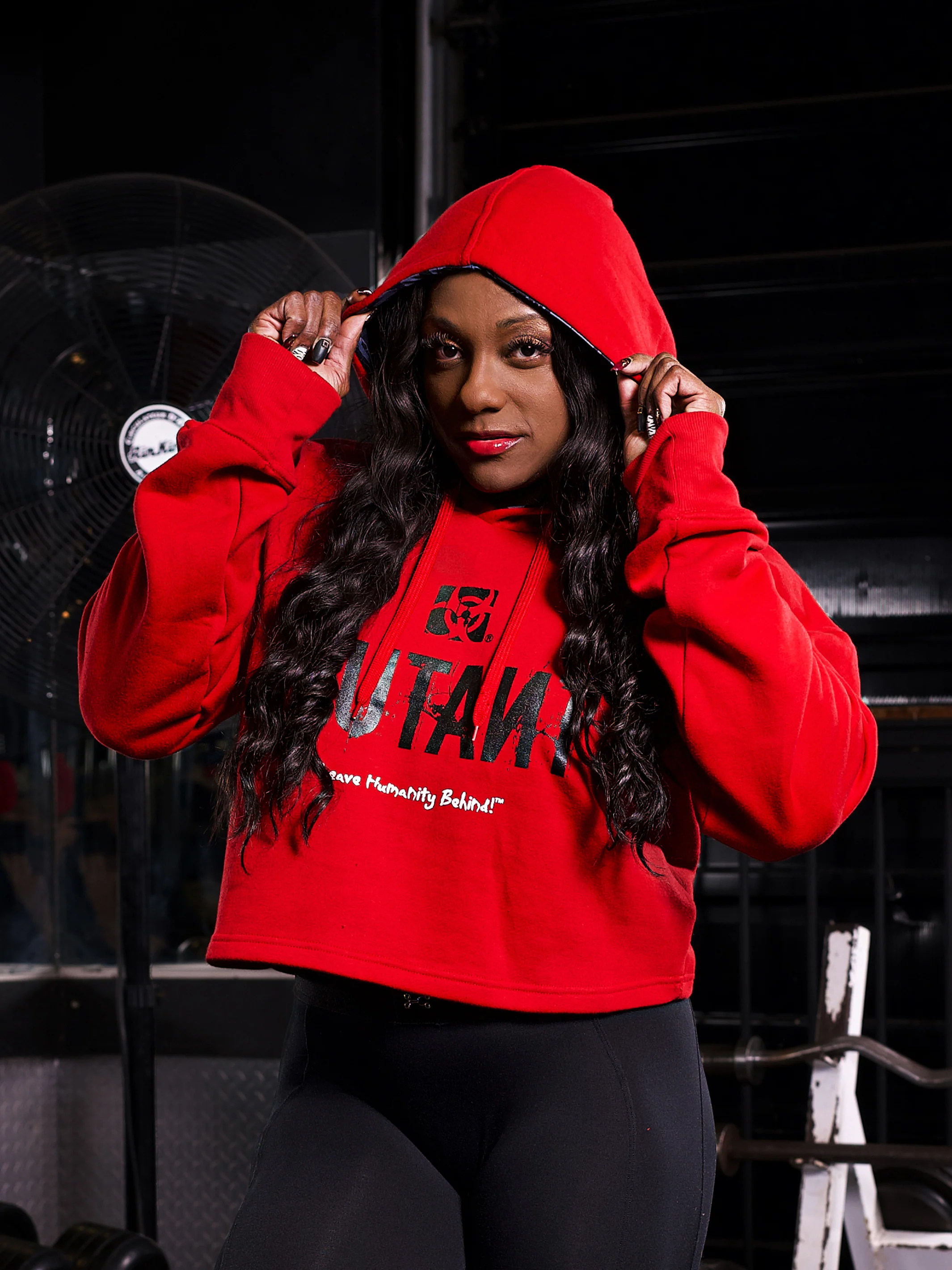 3-PILLAR Women's Gym Crop Hoodie (Red)  M L XL 2XL - Image 4